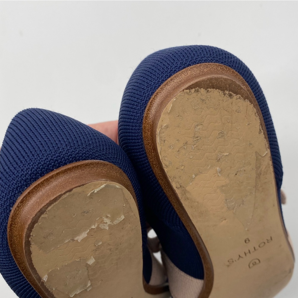 Rothy’s blue tan bow Maryjane pointed toe shoes size 9 - Picture 3 of 7